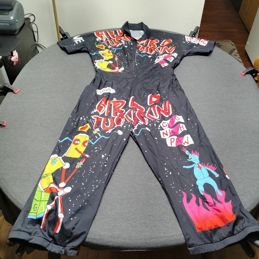 JSG Graffiti Cartoon Print Jumpsuit Size L Punk Streetwear Romper
